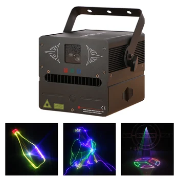 1 Вт RGB Автоматический DMX512 Лазерный SD Карта Программа 3D Анимационный Проектор Огни Для DJ Дискотеки Вечерние Луч Света Сканирование Сценический Эффект Освещение