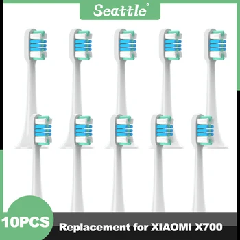 10 шт. Замена для XIAOMI X700 Насадок для зубных щеток DuPont Soft Brush White Heads, вакуумная насадка для умной чистки зубных щеток
