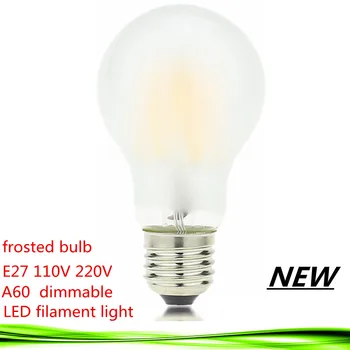 10X Новый светодиодный Светильник накаливания Светодиодная лампа E27 E26 с регулируемой яркостью из матового стекла 2 Вт 4 Вт 6 Вт 8 Вт 110 В 220 В A60 винтажная лампа Эдисона теплый/чистый белый