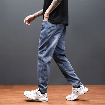2022 Роскошные брендовые мужские джинсы Повседневные Мужские Прямые Хлопчатобумажные Джинсовые брюки Модные молодежные Стрейчевые Свободные Прямые Джинсовые брюки Z52