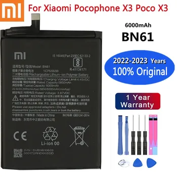 2023 года BN61 Оригинальный аккумулятор Xiao Mi 6000 мАч для Xiaomi Pocophone X3 Poco X3 6000 мАч Аккумулятор для телефона большой емкости + инструменты