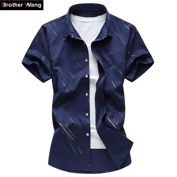 2023 Летняя новая мужская рубашка большого размера, мужская модная повседневная брендовая одежда с коротким рукавом и принтом 5XL 6XL 7XL