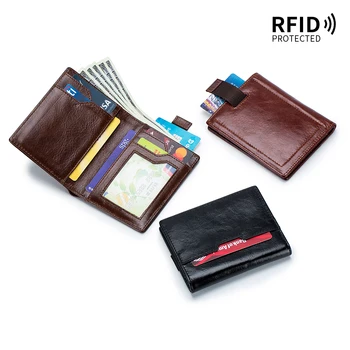 2023 новый кожаный ультратонкий мужской кошелек с несколькими картами, сумка для карт RFID, ретро кожаный кошелек