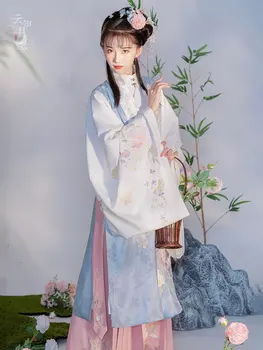 2023 современный классический традиционный китайский костюм ханьфу изысканная вышивка с длинным рукавом для народных танцев, восточная одежда эпохи мин