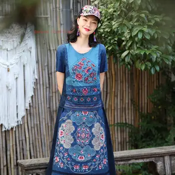 2023 традиционная китайская винтажная блузка ципао с национальной цветочной вышивкой, хлопковая льняная блузка в восточном стиле с круглым вырезом в стиле ретро, топы hanfu
