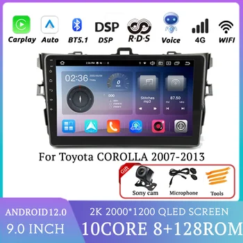 2K Carplay для Toyota COROLLA 2007-2013, автомобильный радиоприемник, мультимедийный видеоплеер, Навигация GPS Android Без 2din, 2 din dvd
