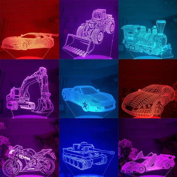 3d Иллюзионная лампа Коллекция автомобилей Ночник для детской спальни Декор Изменение цвета Атмосфера Событие Приз Светодиодный Ночник Суперкар
