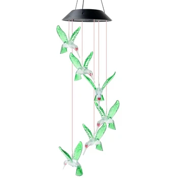 4X светодиодная лампа с Солнечным ветровым перезвоном, лампа с Птичьим Ветровым перезвоном, Подвесной Ветровой перезвон, Декоративная лампа, Лампа для изменения цвета, Солнечная лампа