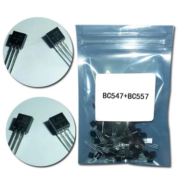 (50 шт./лот) BC547 + BC557 Каждый по 25 штук BC547B BC557B NPN PNP транзистор TO-92 Power Triode Комплект транзисторов Сумка