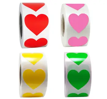500 шт 1 дюймовых красочных наклеек с надписью Love, красные, желтые, зеленые, розовые наклейки с сердечками, свадебные подарочные декоративные наклейки ручной работы