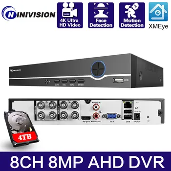 8-Канальный 4K Super HD CCTV DVR H.265 Цифровой Видеомагнитофон видеонаблюдения Для 2MP/3MP/4MP/5MP/8MP AHD IP-камеры XMEYE Hybrid NVR System