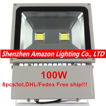 8X (Бесплатная доставка DHL/FedEx) AC85V-265V 100 Вт Наружные светодиодные прожекторные Лампы Водонепроницаемый светодиодный прожектор Садовое наружное Освещение