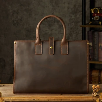 AETOO Мужская сумка ручной работы из воловьей кожи первого слоя, кожаная деловая компьютерная сумка на плечо, мужская сумка для файлов формата А4, деловой портфель