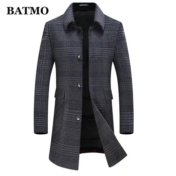 BATMO 2021, новое поступление, осенне-зимний шерстяной клетчатый тренч для мужчин, мужское пальто с подкладкой из 90% белого утиного пуха, большие размеры M-4XL A820