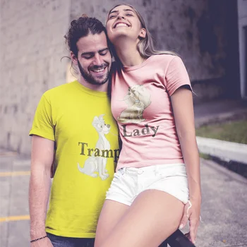 Disney Lady And The Tramp, футболка для пар, Забавная футболка с собаками, Женская повседневная летняя футболка Унисекс Kawaii