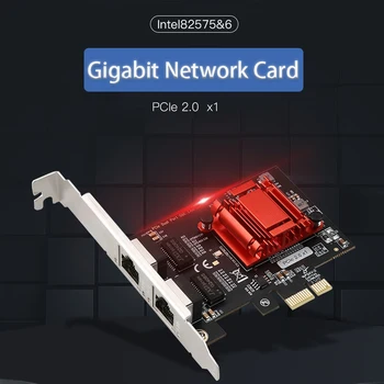 Fast Ethernet 1000 Мбит/с Игровая Гигабитная Сетевая карта PCI-E с чипом Intel, двухпортовый сетевой адаптер RJ-45 для настольного сервера мягкой маршрутизации