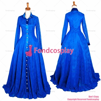 fondcosplay бальное платье в викторианском стиле рококо, голубое кружевное платье, костюм для косплея в стиле готический панк, CD/TV[G1432]