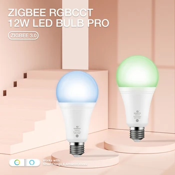 Gledopto Zigbee 3,0 Домашняя светодиодная лампа мощностью 12 Вт Pro E26/E27 Работает С приложением Tuya Amazon/Google Assistant RF Пульт Дистанционного Управления Smart Life