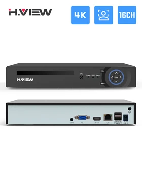 H.VIEW 4K 8MP Onvif 2.4 NVR 10CH 16CH Face Detect CCTV Сетевой Видеомагнитофон Для IP-камеры Безопасности XMEye P2P Cloud 24/7 Запись