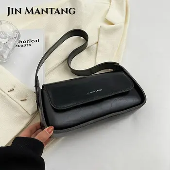 JinManTang Винтажные Милые Маленькие Сумки через плечо из искусственной кожи, Дизайнерская Новинка Зимы 2023, сумка через плечо с клапаном, Дорожные сумки