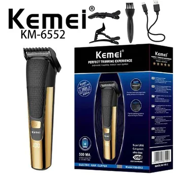 Kemei Km-6552 Прямая продажа с фабрики, Небольшой Портативный светодиодный ЖК-дисплей, USB Перезаряжаемая Электрическая Машинка для стрижки волос