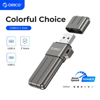 ORICO USB 3,2 USB Флэш-накопители 32 ГБ 64 ГБ 128 ГБ 256 ГБ Флеш-накопитель Memory Stick Металлический U-диск Красочный Флешка для Type-C USB A