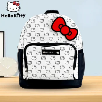 Sanrio Модный Новый рюкзак Hello Kitty Y2k для девочек Из водонепроницаемой искусственной кожи, повседневные мини-сумки на плечо, женские легкие сумки с бантом