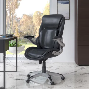 Serta, 3-D, Кресло для офисных менеджеров с активной спинкой, сиденье из пены с эффектом памяти, черная скрепленная кожа
