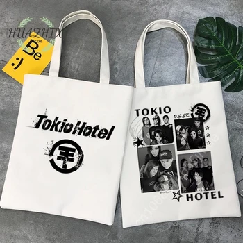 Tokio Hotel Group Music Женские Сумки, Сумки через плечо, Женская Повседневная Сумка для покупок с Принтом, Холщовая сумка-тоут в стиле 90-х годов