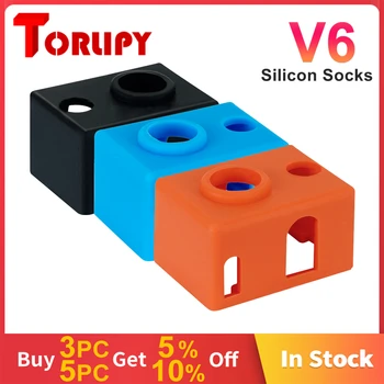 Torlipy 3шт Носки V6 С Подогревом Силиконовые Носки Для PT100 V6 Heaterblock Чехол Для 3D принтера Heate Blocks Оранжевый Синий