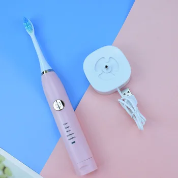 Usb Ультразвуковая электрическая зубная щетка Мужская и женская Электрическая зубная щетка Macaron Цвет ABS Водонепроницаемая электрическая зубная щетка