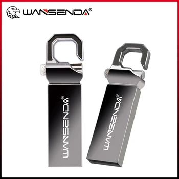 WANSENDA Водонепроницаемый USB Флэш-Накопитель 64 ГБ Металлический Флеш-накопитель 4 ГБ 8 ГБ 16 ГБ 32 ГБ 128 ГБ Флешка USB 2,0 Memory Stick С Брелоком Для ключей
