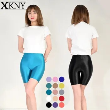 XCKNY атласные гладкие непрозрачные колготки яркие влажные колготки сексуальные шелковые масляные глянцевые бесшовные плавательные шорты с высокой талией спереди в промежности
