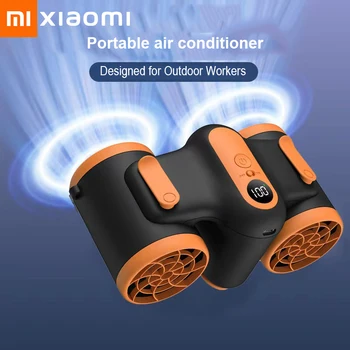 Xiaomi Портативный Подвесной поясной Вентилятор с Двойным Выходом Воздуха Перезаряжаемая Батарея Ультра тихий Носимый Электрический Вентилятор ручной Кондиционер