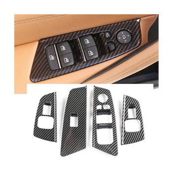 Автомобильный Переключатель окна Кнопка Подъема Рамки Накладка Крышки для BMW 5 Серии G30 2018-2021 Аксессуары ABS из Углеродного волокна, стиль B