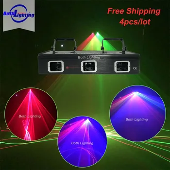 Анимация с 3 Объективами RGB Полноцветный Сканирующий луч Лазерный Проектор Освещает DMX512 Звук АВТО DJ Party Home Show Сценическое Освещение