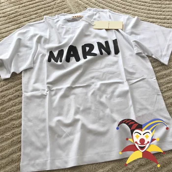 Белая футболка Marni для мужчин и женщин 1:1, высококачественная футболка с надписью 