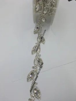 бесплатная доставка 90 см/упаковка 1,8 см лист цветок блестящий прозрачный кристалл горный хрусталь металлическая цепочка ярд свадебное платье для новобрачных украшение обуви