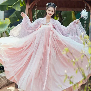 Взрослый новый китайский женский Hanfu китайский стиль традиционные китайские элементы летнее улучшенное сказочное розовое платье ретро костюм женский