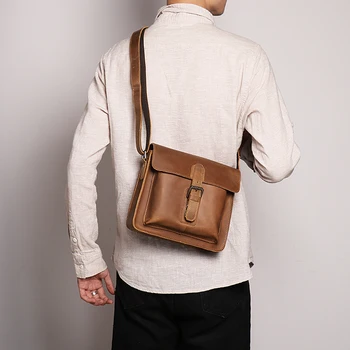 Винтажная мужская сумка через плечо из натуральной кожи, роскошная дизайнерская мужская сумка через плечо, женская минималистичная маленькая квадратная сумка