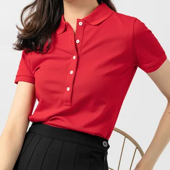 Высококачественные женские летние рубашки поло с коротким рукавом из крокодиловой кожи, 100% хлопок, повседневные однотонные женские футболки, Модный FemmeTop