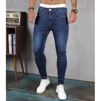 Высококачественные мужские стрейчевые обтягивающие джинсы 2023 Черные классические джинсовые брюки Модные уличные брюки Мужская одежда Джинсы для мужчин