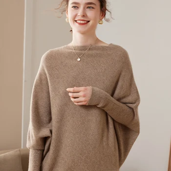 Горячая распродажа 2023 Года, осенне-зимний Новый 100% кашемировый свитер, женские модные мягкие пуловеры, женский свободный вязаный джемпер большого Размера