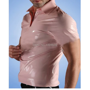 Горячее специальное сексуальное женское белье, Комбинезон cekc, розовая Латексная Мужская рубашка, Униформа, Костюм Горничной, Мужские Топы с короткими рукавами, зентай фетиш
