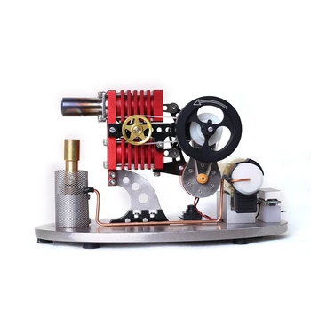 Двухцилиндровый двигатель Стирлинга, Модель генератора, Двухпоршневое Коромысло со светодиодной лампой, Измеритель напряжения, Игрушка в подарок