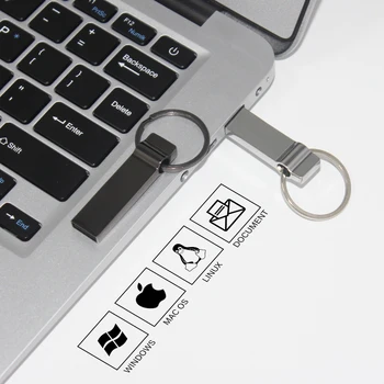 Деловые Подарки USB 2,0 Флэш-накопитель с Бесплатным Пользовательским Логотипом Металлическая Ручка-Накопитель С Кольцом Для ключей Реальная Емкость Memory Stick 64 ГБ/32 ГБ U Диск