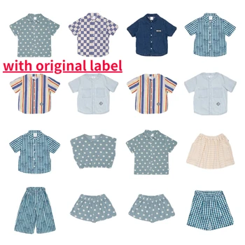 Детская рубашка 23 Summer Wyn, комплект детских рубашек и шорт, жилет для мальчиков, повседневные шорты для девочек, однотонный комплект брюк и юбки для девочек