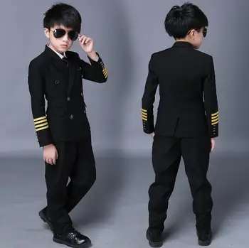 Детская форма пилота, комбинезон для мальчика-капитана авиакомпании, детский костюм Военно-воздушных сил, весенний военный