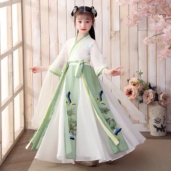Детская Юбка Hanfu Super Fairy для девочек, Летний костюм эпохи Тан 2023, Костюм для Выступлений, Древний Костюм в Китайском стиле, Платье Hanfu для Дочки