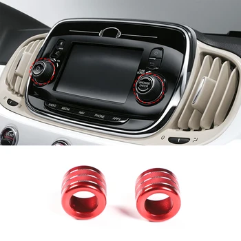 Для 2016-2022 Fiat 500 алюминиевый сплав красный автомобильный стайлинг ручка регулировки громкости автомобиля кольцо наклейка аксессуары для защиты салона автомобиля